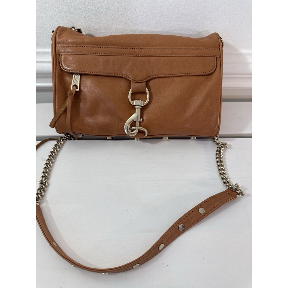 ✿ Rebecca Minkoff Brown Leather Crossbody Bag Chain Strap MAC Style Purse